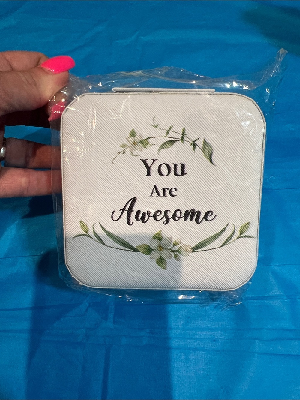 You Are Awesome gift- White with Green Floral Accents